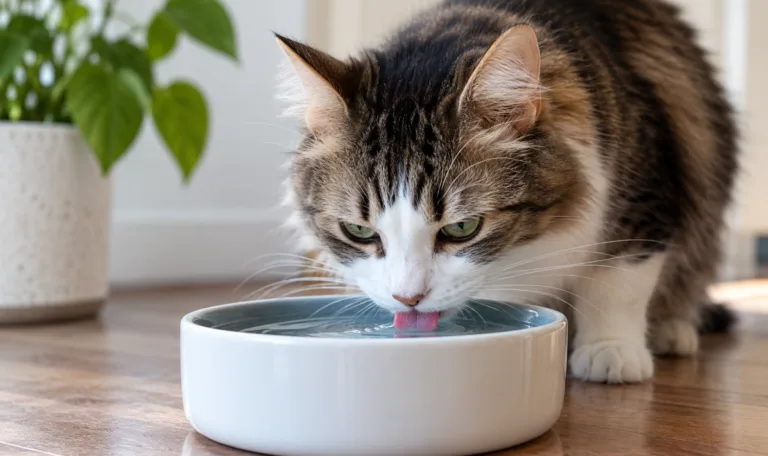 A cat drinking more water than usual.